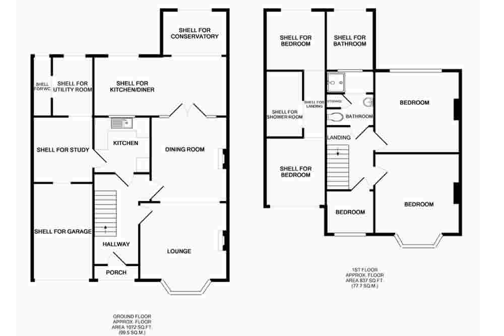 Venkovský dům 3 Bedroom house extension plans